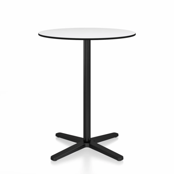 Emeco 2 Inch X Base Counter Table - Round bar seating Emeco 30&quot; / 76cm Black Powder Coated White HPL