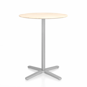Emeco 2 Inch X Base Counter Table - Round bar seating Emeco 30" / 76cm Silver Powder Coated Accoya (Outdoor Approved)