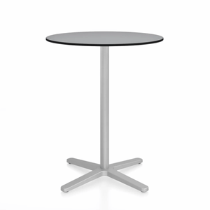 Emeco 2 Inch X Base Counter Table - Round bar seating Emeco 30" / 76cm Silver Powder Coated Grey HPL