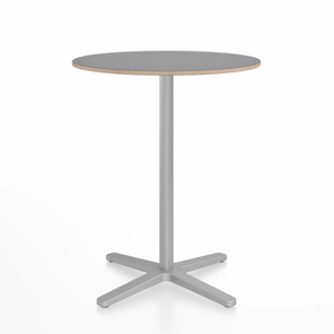Emeco 2 Inch X Base Counter Table - Round bar seating Emeco 30" / 76cm Silver Powder Coated Grey Laminate Plywood