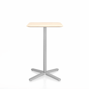 Emeco 2 Inch X Base Counter Table - Square bar seating Emeco 24" / 60cm Silver Powder Coated Accoya (Outdoor Approved)