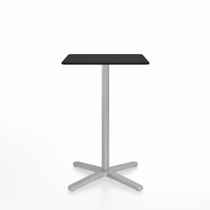 Emeco 2 Inch X Base Counter Table - Square bar seating Emeco 24" / 60cm Silver Powder Coated Black HPL