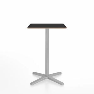 Emeco 2 Inch X Base Counter Table - Square bar seating Emeco 24" / 60cm Silver Powder Coated Black Laminate Plywood