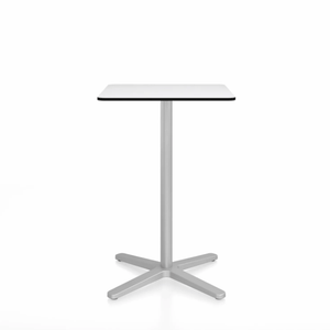 Emeco 2 Inch X Base Counter Table - Square bar seating Emeco 24" / 60cm Silver Powder Coated White HPL