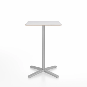 Emeco 2 Inch X Base Counter Table - Square bar seating Emeco 24" / 60cm Silver Powder Coated White Laminate Plywood
