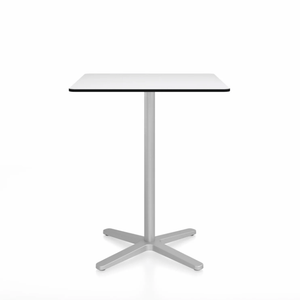 Emeco 2 Inch X Base Counter Table - Square bar seating Emeco 30" / 76cm Silver Powder Coated White HPL