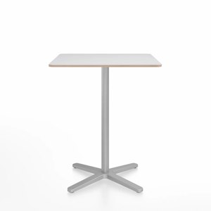 Emeco 2 Inch X Base Counter Table - Square bar seating Emeco 30" / 76cm Silver Powder Coated White Laminate Plywood