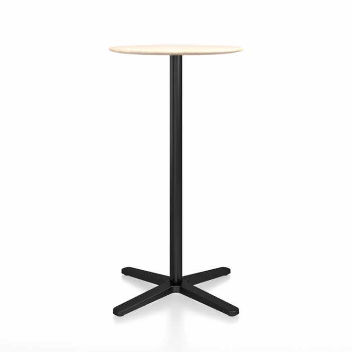 Emeco 2 Inch X Base Bar Table - Round bar seating Emeco 24" / 60cm Black Powder Coated Accoya (Outdoor Approved)