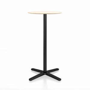 Emeco 2 Inch X Base Bar Table - Round bar seating Emeco 24" / 60cm Black Powder Coated Accoya (Outdoor Approved)