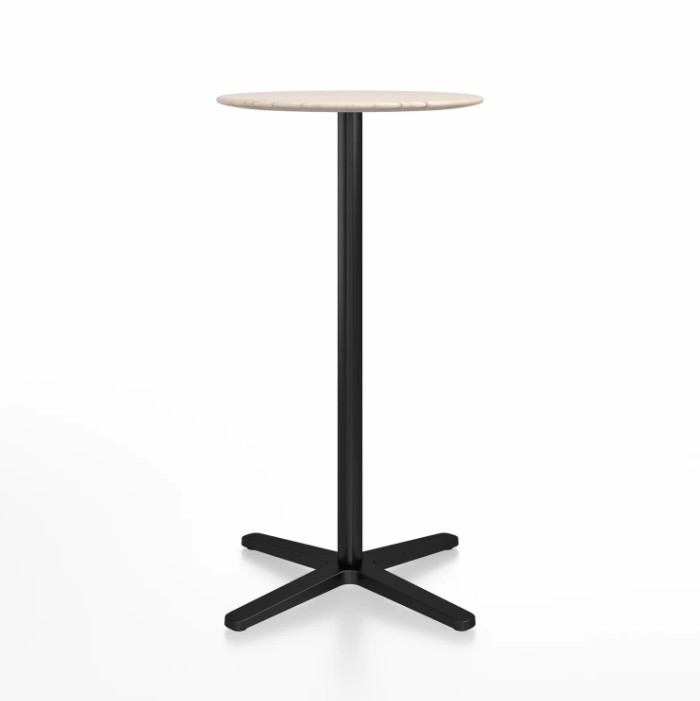 Emeco 2 Inch X Base Bar Table - Round bar seating Emeco 24&quot; / 60cm Black Powder Coated Ash