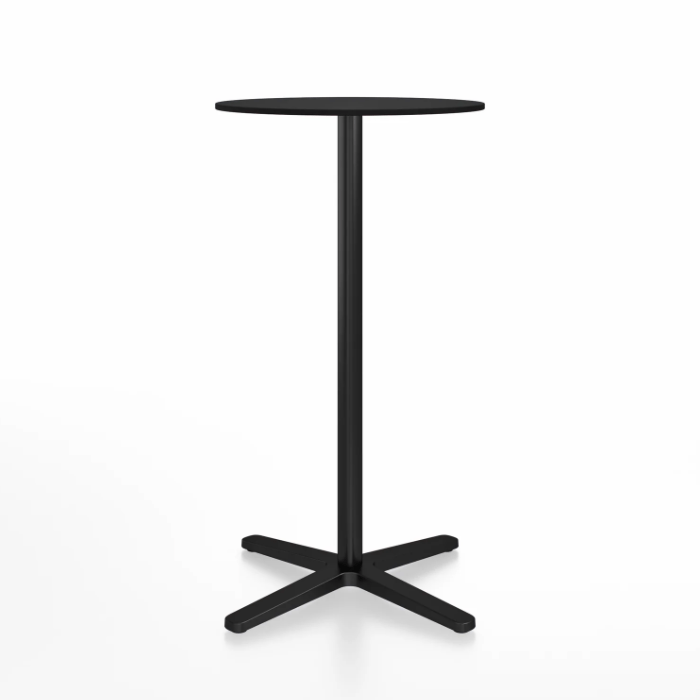 Emeco 2 Inch X Base Bar Table - Round bar seating Emeco 24" / 60cm Black Powder Coated Black HPL