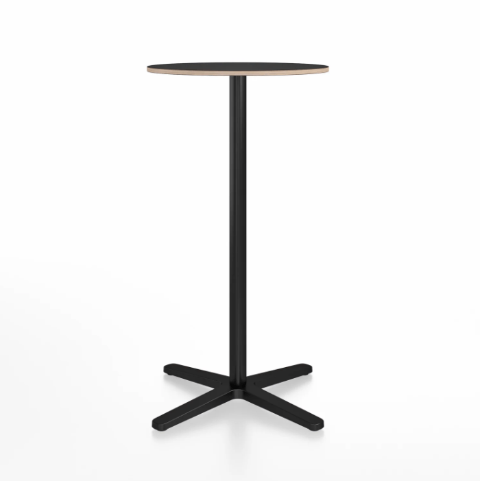 Emeco 2 Inch X Base Bar Table - Round bar seating Emeco 24&quot; / 60cm Black Powder Coated Black Laminate Plywood