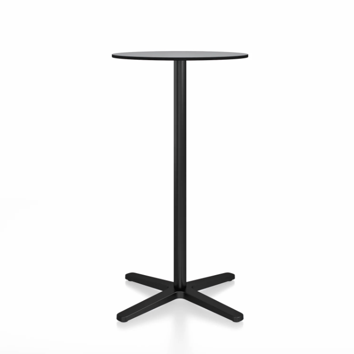 Emeco 2 Inch X Base Bar Table - Round bar seating Emeco 24&quot; / 60cm Black Powder Coated Grey HPL