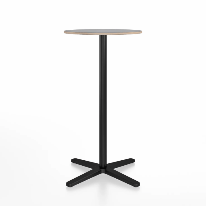 Emeco 2 Inch X Base Bar Table - Round bar seating Emeco 24" / 60cm Black Powder Coated Grey Laminate Plywood