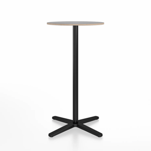 Emeco 2 Inch X Base Bar Table - Round bar seating Emeco 24" / 60cm Black Powder Coated Grey Laminate Plywood