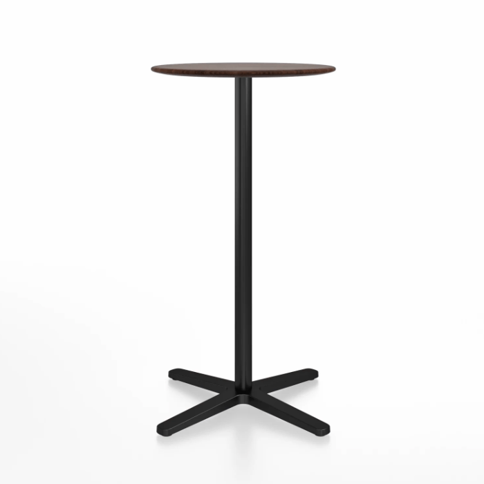 Emeco 2 Inch X Base Bar Table - Round bar seating Emeco 24&quot; / 60cm Black Powder Coated Walnut