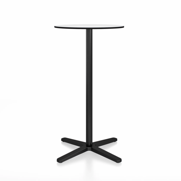 Emeco 2 Inch X Base Bar Table - Round bar seating Emeco 24" / 60cm Black Powder Coated White HPL