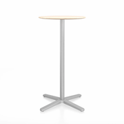 Emeco 2 Inch X Base Bar Table - Round bar seating Emeco 24" / 60cm Silver Powder Coated Accoya (Outdoor Approved)