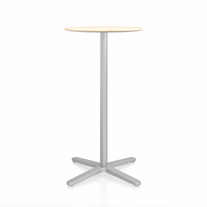 Emeco 2 Inch X Base Bar Table - Round bar seating Emeco 24&quot; / 60cm Silver Powder Coated Accoya (Outdoor Approved)