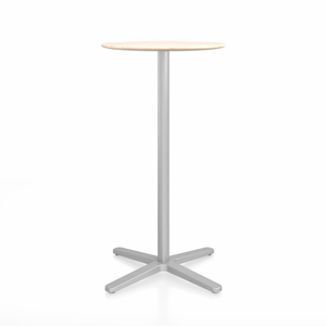 Emeco 2 Inch X Base Bar Table - Round bar seating Emeco 24" / 60cm Silver Powder Coated Accoya (Outdoor Approved)