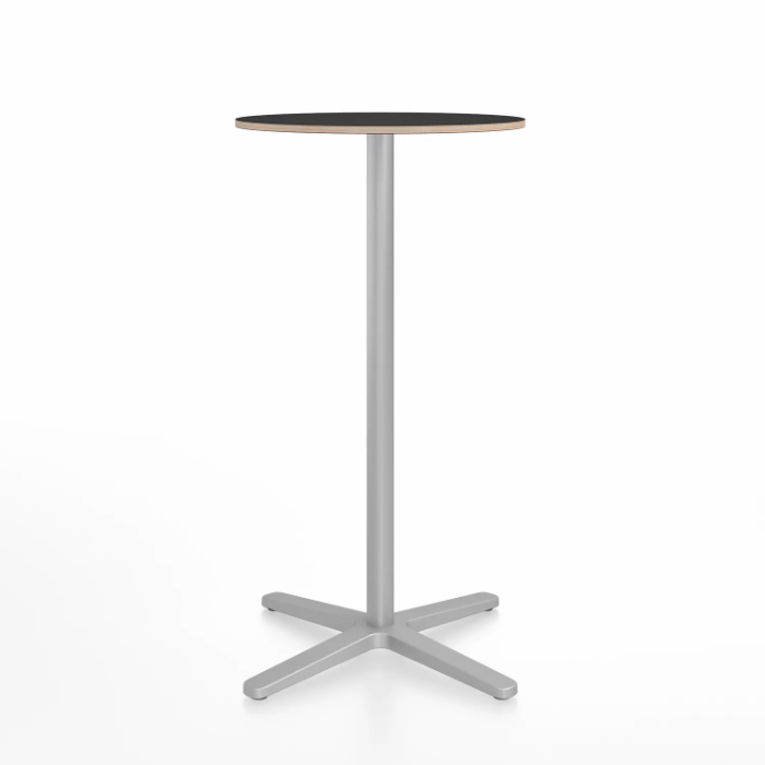 Emeco 2 Inch X Base Bar Table - Round bar seating Emeco 24&quot; / 60cm Silver Powder Coated Black Laminate Plywood
