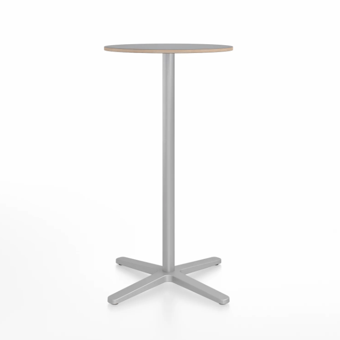 Emeco 2 Inch X Base Bar Table - Round bar seating Emeco 24" / 60cm Silver Powder Coated Grey Laminate Plywood