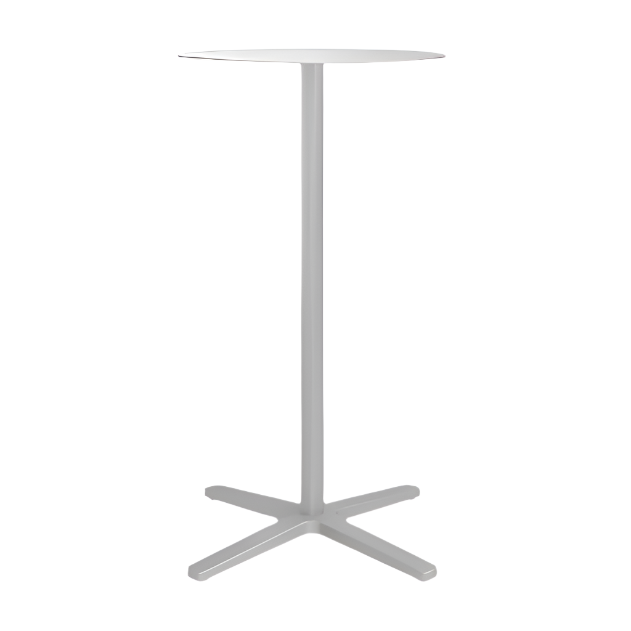 Emeco 2 Inch X Base Bar Table - Round bar seating Emeco 24&quot; / 60cm Silver Powder Coated Hand Brushed Aluminum