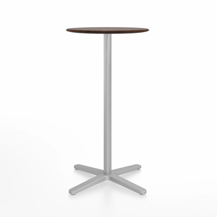 Emeco 2 Inch X Base Bar Table - Round bar seating Emeco 24&quot; / 60cm Silver Powder Coated Walnut