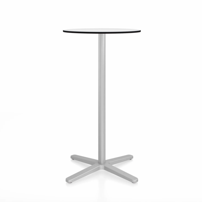 Emeco 2 Inch X Base Bar Table - Round bar seating Emeco 24&quot; / 60cm Silver Powder Coated White HPL