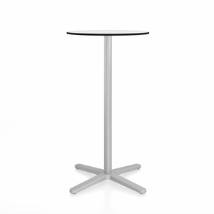 Emeco 2 Inch X Base Bar Table - Round bar seating Emeco 24" / 60cm Silver Powder Coated White HPL