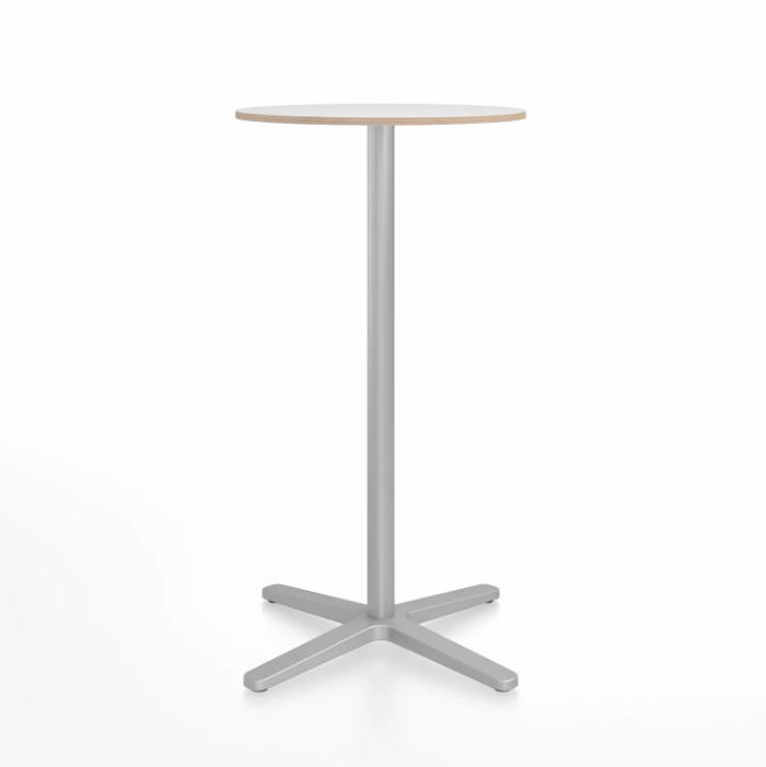 Emeco 2 Inch X Base Bar Table - Round bar seating Emeco 24" / 60cm Silver Powder Coated White Laminate Plywood