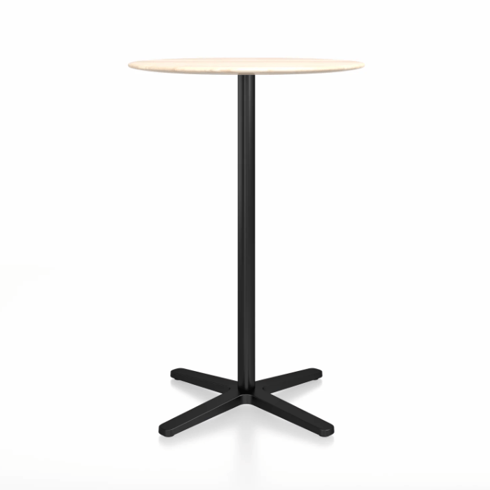 Emeco 2 Inch X Base Bar Table - Round bar seating Emeco 30" / 76cm Black Powder Coated Accoya (Outdoor Approved)