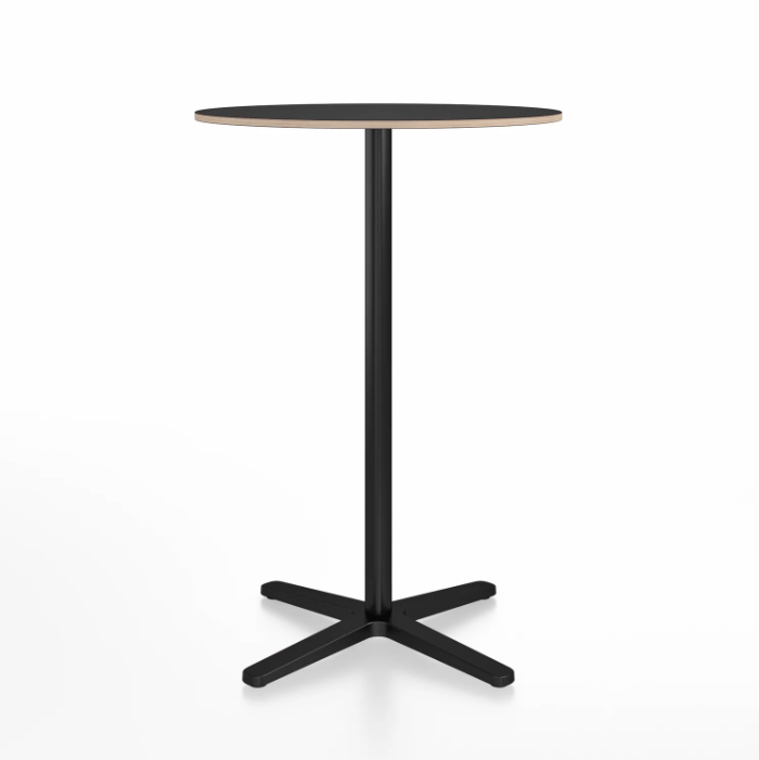 Emeco 2 Inch X Base Bar Table - Round bar seating Emeco 30&quot; / 76cm Black Powder Coated Black Laminate Plywood