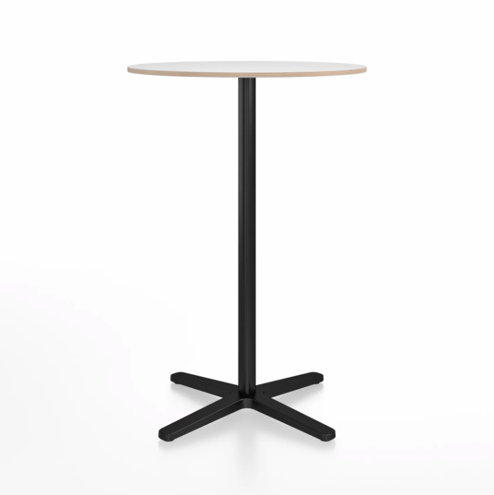 Emeco 2 Inch X Base Bar Table - Round bar seating Emeco 30" / 76cm Black Powder Coated White Laminate Plywood