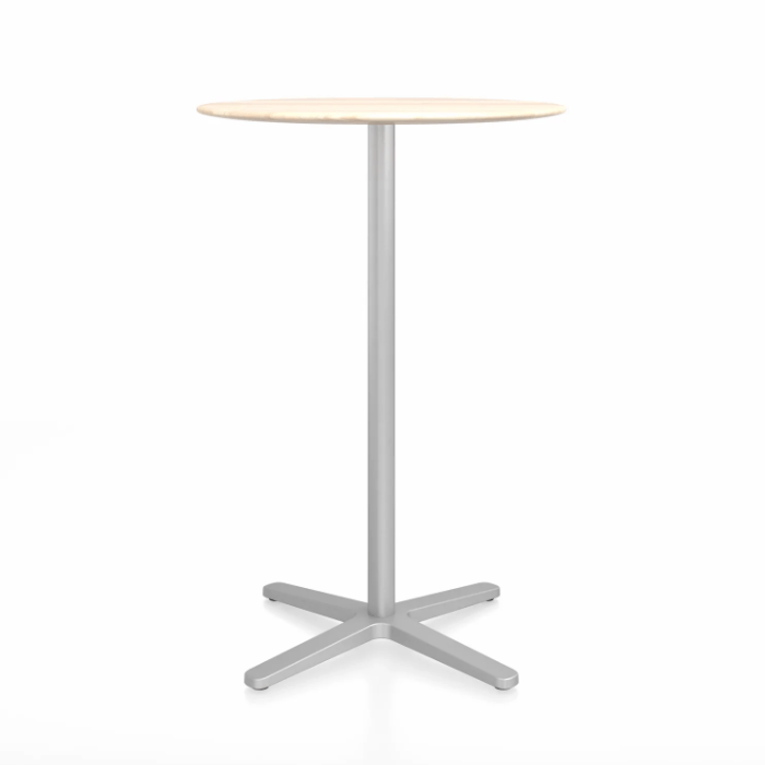 Emeco 2 Inch X Base Bar Table - Round bar seating Emeco 30" / 76cm Silver Powder Coated Accoya (Outdoor Approved)