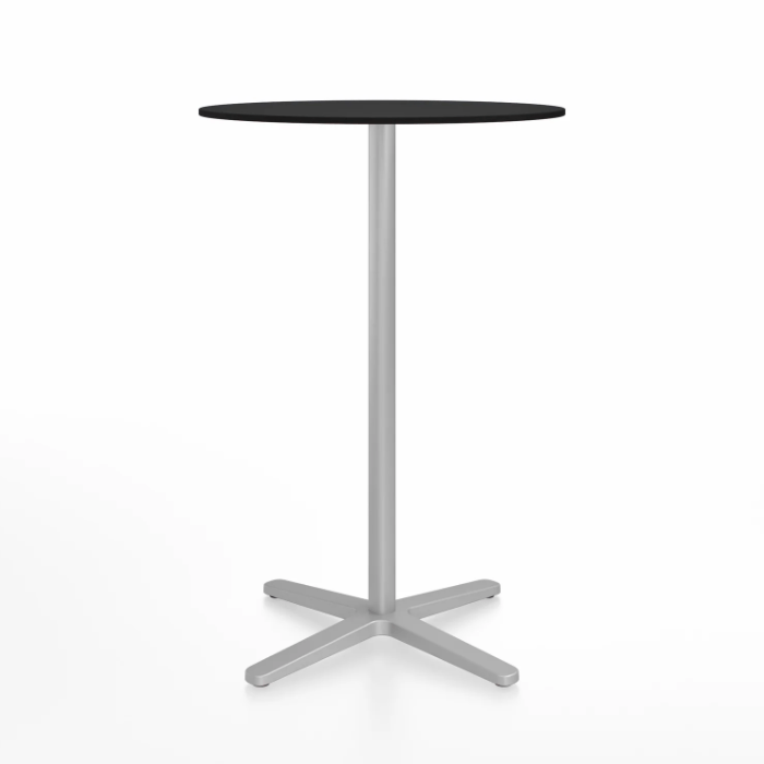 Emeco 2 Inch X Base Bar Table - Round bar seating Emeco 30" / 76cm Silver Powder Coated Black HPL