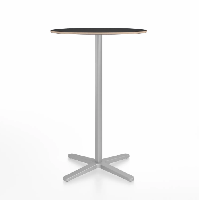 Emeco 2 Inch X Base Bar Table - Round bar seating Emeco 30" / 76cm Silver Powder Coated Black Laminate Plywood