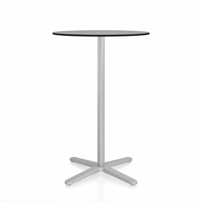 Emeco 2 Inch X Base Bar Table - Round bar seating Emeco 30&quot; / 76cm Silver Powder Coated Grey HPL