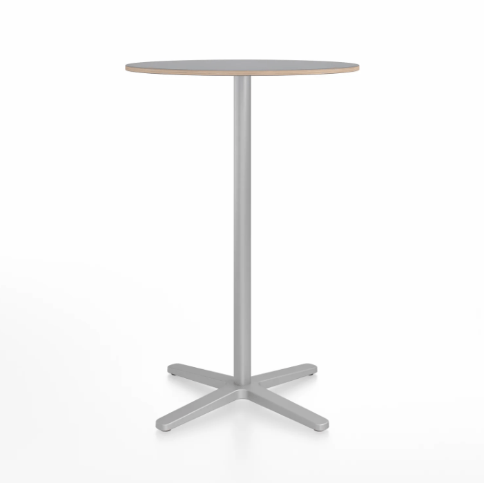 Emeco 2 Inch X Base Bar Table - Round bar seating Emeco 30&quot; / 76cm Silver Powder Coated Grey Laminate Plywood