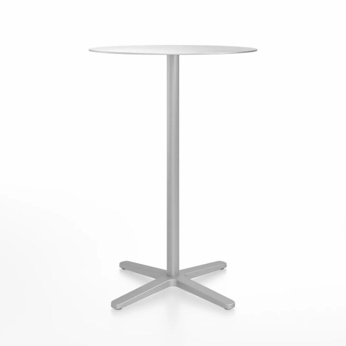 Emeco 2 Inch X Base Bar Table - Round bar seating Emeco 30&quot; / 76cm Silver Powder Coated Hand Brushed Aluminum
