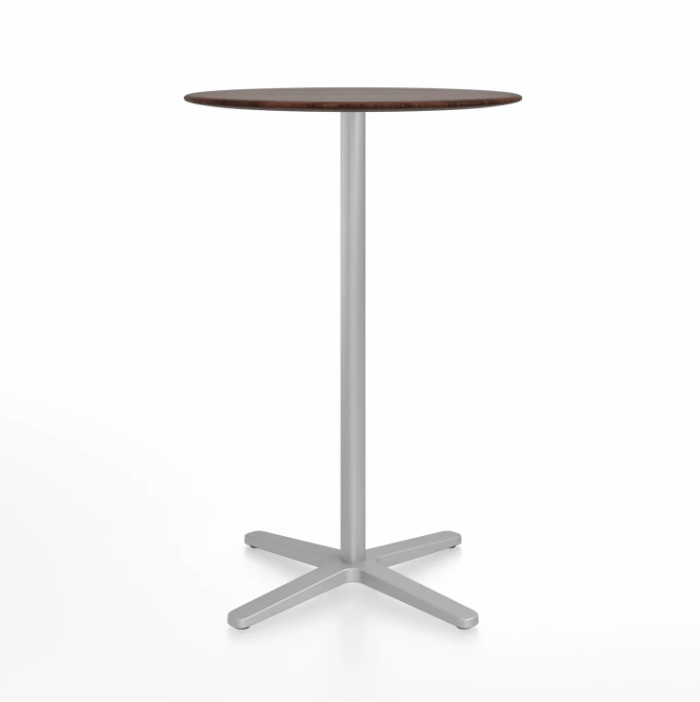 Emeco 2 Inch X Base Bar Table - Round bar seating Emeco 30&quot; / 76cm Silver Powder Coated Walnut