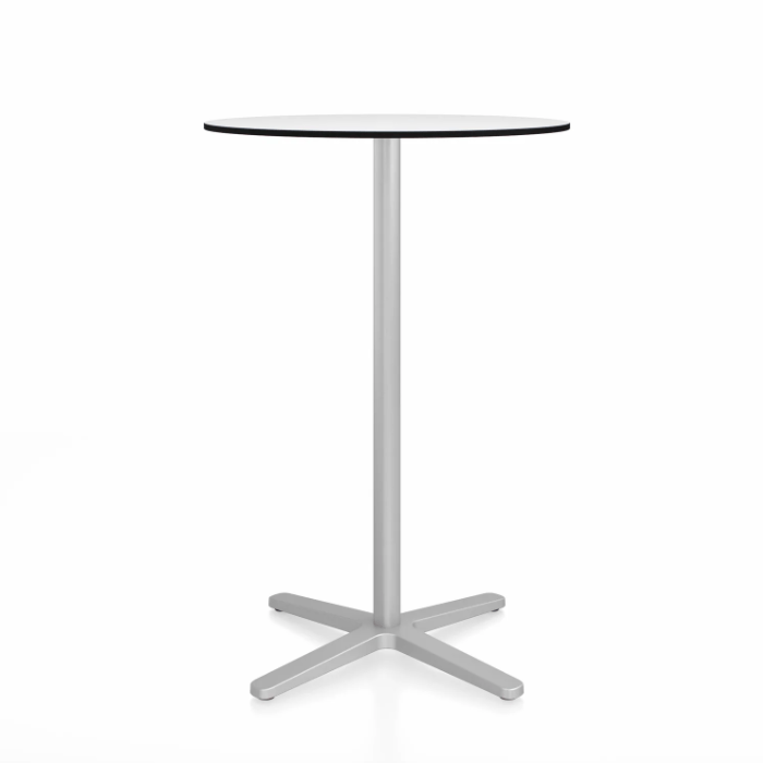 Emeco 2 Inch X Base Bar Table - Round bar seating Emeco 30" / 76cm Silver Powder Coated White HPL