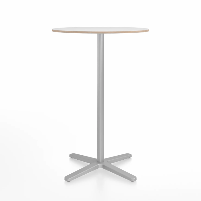 Emeco 2 Inch X Base Bar Table - Round bar seating Emeco 30&quot; / 76cm Silver Powder Coated White Laminate Plywood