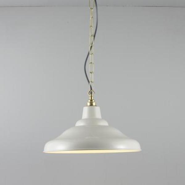 School Light Pendant suspension lamps Original BTC Painted Putty Grey with White Interior 