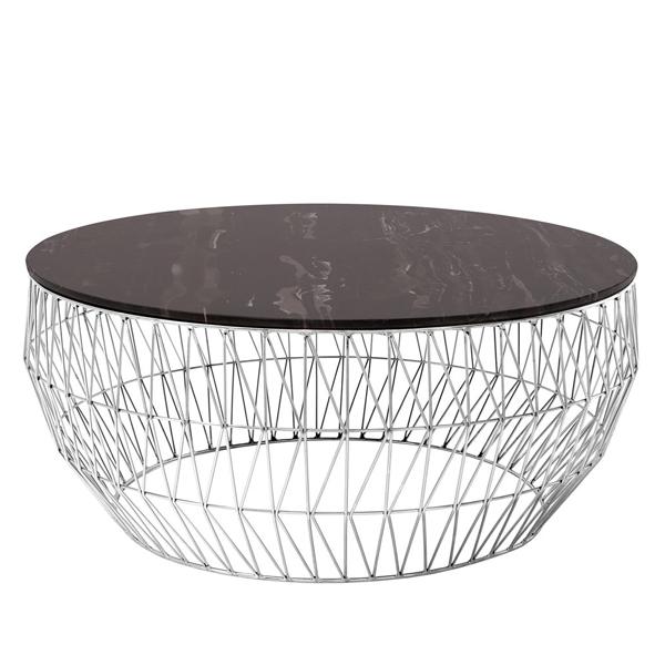 36” Coffee Table Coffee Tables Bend Goods Chrome Black Marble Top +$300.00 
