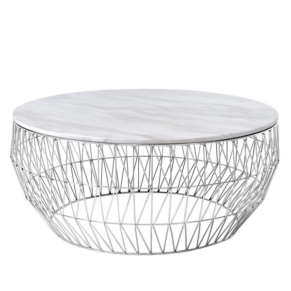 36” Coffee Table Coffee Tables Bend Goods Chrome White Marble Top (Indoor Use Only) +$300.00 