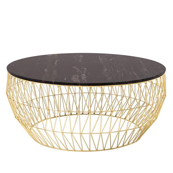 36” Coffee Table Coffee Tables Bend Goods Vintage Gold Black Marble Top +$300.00 