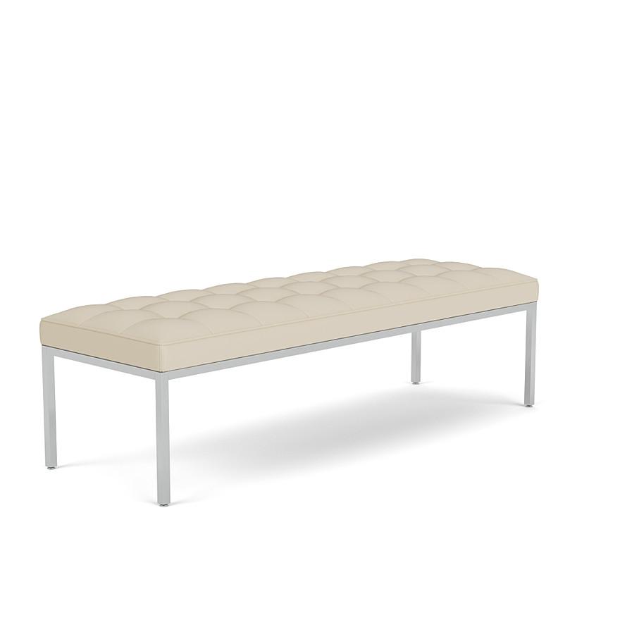 Florence Knoll Relaxed 3-Seater Bench - Volo, Parchment/Polished Chrome CA Modern Home 