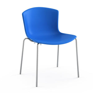 Bertoia Molded Shell Side Chair - Stacking Side/Dining Knoll Blue Polished Chrome 