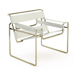 Wassily Chair - Gold lounge chair Knoll Belting Leather Cream 